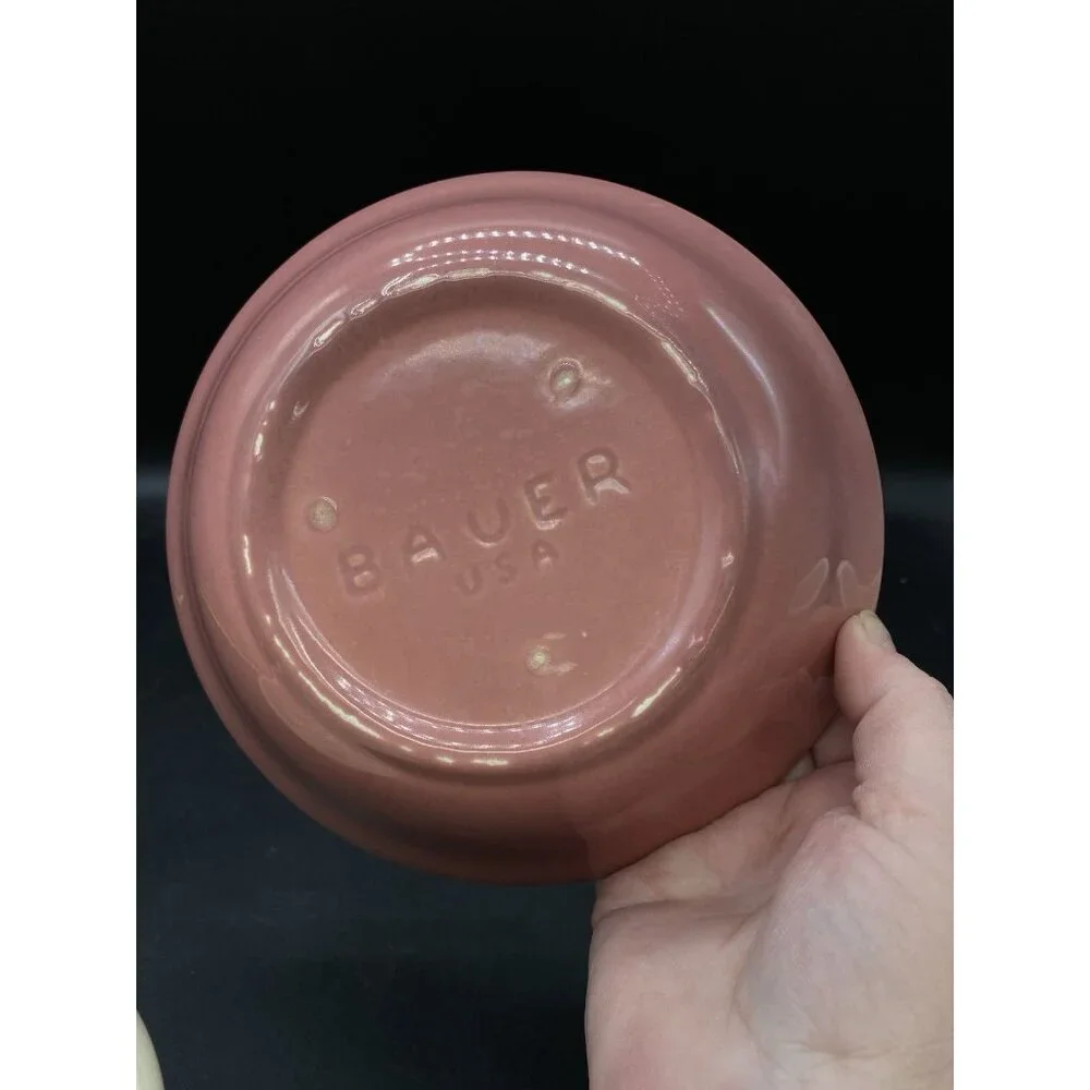 Bauer Pottery USA Dusty Rose Pink Soup Bowl 7.25”